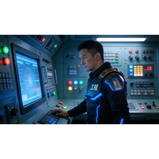 工程师陈星侧身站在显示屏前